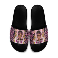 Black Her Story Slide Sandals Faith Pink Leopard - Wonder Print Shop