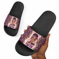Black Her Story Slide Sandals Faith Pink Leopard - Wonder Print Shop