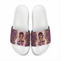 Black Her Story Slide Sandals Faith Pink Leopard - Wonder Print Shop