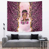 Black Her Story Tapestry Faith Pink Leopard - Wonder Print Shop