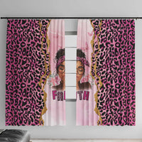 Black Her Story Window Curtain Faith Pink Leopard - Wonder Print Shop
