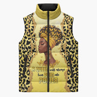 Black Her Story Sleeveless Puffer Jacket A Queen Turns Pain Into Power - Wonder Print Shop