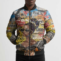 Black Her Story Graffiti Queen Bomber Puffer Jacket Black Woman Empowerment - Wonder Print Shop