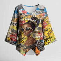 Black Her Story Graffiti Queen Kimono Sleeve Blouse Black Woman Empowerment - Wonder Print Shop