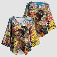 Black Her Story Graffiti Queen Kimono Sleeve Blouse Black Woman Empowerment - Wonder Print Shop