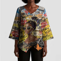 Black Her Story Graffiti Queen Kimono Sleeve Blouse Black Woman Empowerment - Wonder Print Shop