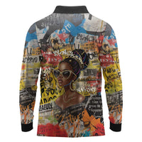 Black Her Story Graffiti Queen Long Sleeve Polo Shirt Black Woman Empowerment - Wonder Print Shop