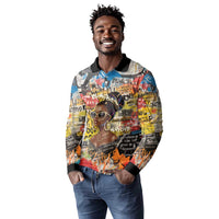 Black Her Story Graffiti Queen Long Sleeve Polo Shirt Black Woman Empowerment - Wonder Print Shop