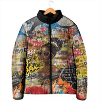 Black Her Story Graffiti Queen Padded Jacket Black Woman Empowerment - Wonder Print Shop