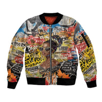 Black Her Story Graffiti Queen Sleeve Zip Bomber Jacket Black Woman Empowerment - Wonder Print Shop