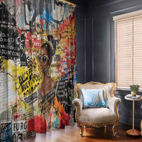 Black Her Story Graffiti Queen Window Curtain Black Woman Empowerment - Wonder Print Shop