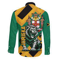 Jamaica Lion Family Matching Long Sleeve Bodycon Dress and Hawaiian Shirt Coat Of Arms - Sporty Style