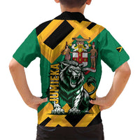 Jamaica Lion Family Matching Off Shoulder Maxi Dress and Hawaiian Shirt Coat Of Arms - Sporty Style