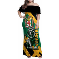 Jamaica Lion Family Matching Off Shoulder Maxi Dress and Hawaiian Shirt Coat Of Arms - Sporty Style
