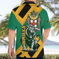 Jamaica Lion Hawaiian Shirt Coat Of Arms - Sporty Style