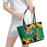Jamaica Lion Leather Tote Bag Coat Of Arms - Sporty Style