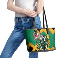 Jamaica Lion Leather Tote Bag Coat Of Arms - Sporty Style