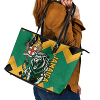 Jamaica Lion Leather Tote Bag Coat Of Arms - Sporty Style