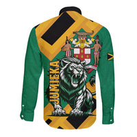 Jamaica Lion Long Sleeve Button Shirt Coat Of Arms - Sporty Style