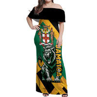 Jamaica Lion Off Shoulder Maxi Dress Coat Of Arms - Sporty Style
