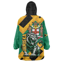 Jamaica Lion Wearable Blanket Hoodie Coat Of Arms - Sporty Style