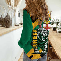 Jamaica Lion Women Casual Shirt Coat Of Arms - Sporty Style
