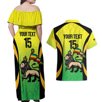 Custom Jamaica Football Couples Matching Off Shoulder Maxi Dress and Hawaiian Shirt Go Reggae Boyz