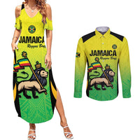 Custom Jamaica Football Couples Matching Summer Maxi Dress and Long Sleeve Button Shirt Go Reggae Boyz
