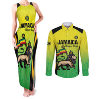 Custom Jamaica Football Couples Matching Tank Maxi Dress and Long Sleeve Button Shirt Go Reggae Boyz