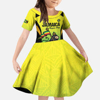 Custom Jamaica Football Family Matching Long Sleeve Bodycon Dress and Hawaiian Shirt Go Reggae Boyz