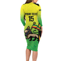 Custom Jamaica Football Family Matching Long Sleeve Bodycon Dress and Hawaiian Shirt Go Reggae Boyz