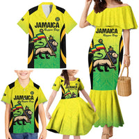 Custom Jamaica Football Family Matching Mermaid Dress and Hawaiian Shirt Go Reggae Boyz
