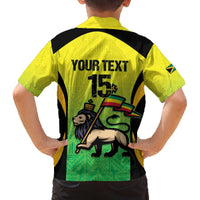 Custom Jamaica Football Family Matching Off The Shoulder Long Sleeve Dress and Hawaiian Shirt Go Reggae Boyz