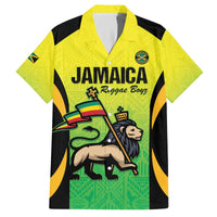 Custom Jamaica Football Family Matching Off The Shoulder Long Sleeve Dress and Hawaiian Shirt Go Reggae Boyz