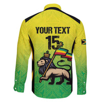 Custom Jamaica Football Family Matching Off The Shoulder Long Sleeve Dress and Hawaiian Shirt Go Reggae Boyz