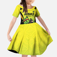 Custom Jamaica Football Family Matching Off Shoulder Maxi Dress and Hawaiian Shirt Go Reggae Boyz