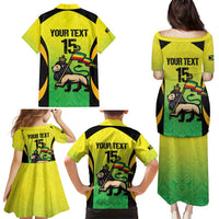 Custom Jamaica Football Family Matching Puletasi and Hawaiian Shirt Go Reggae Boyz