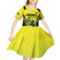 Custom Jamaica Football Kid Short Sleeve Dress Go Reggae Boyz