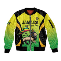 Custom Jamaica Football Sleeve Zip Bomber Jacket Go Reggae Boyz