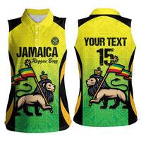 Custom Jamaica Football Women Sleeveless Polo Shirt Go Reggae Boyz