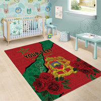 Personalised Morocco Area Rug Coat Of Arms With Rose