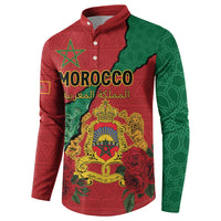 Personalised Morocco Button Sweatshirt Coat Of Arms With Rose