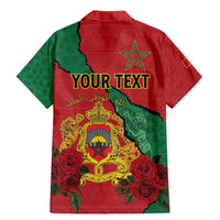 Personalised Morocco Family Matching Mermaid Dress and Hawaiian Shirt Coat Of Arms With Rose