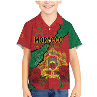 Personalised Morocco Family Matching Mermaid Dress and Hawaiian Shirt Coat Of Arms With Rose