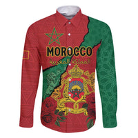 Personalised Morocco Family Matching Off Shoulder Maxi Dress and Hawaiian Shirt Coat Of Arms With Rose