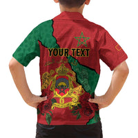 Personalised Morocco Family Matching Summer Maxi Dress and Hawaiian Shirt Coat Of Arms With Rose