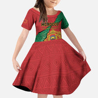 Personalised Morocco Family Matching Summer Maxi Dress and Hawaiian Shirt Coat Of Arms With Rose