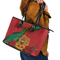 Personalised Morocco Leather Tote Bag Coat Of Arms With Rose