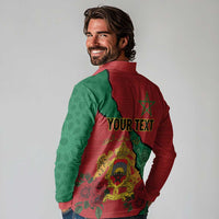 Personalised Morocco Long Sleeve Polo Shirt Coat Of Arms With Rose