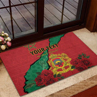 Personalised Morocco Rubber Doormat Coat Of Arms With Rose